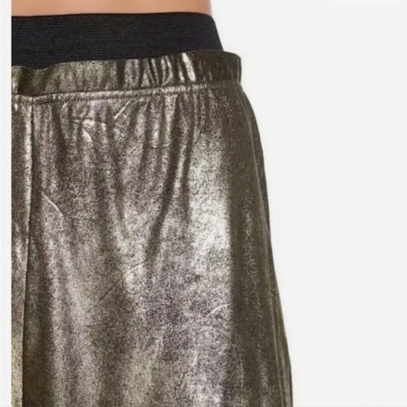 Free People BRUSHED METALLIC BRONZE GOLD SILVER WIDE LEG Track Pants Wide M L - Picture 5 of 16